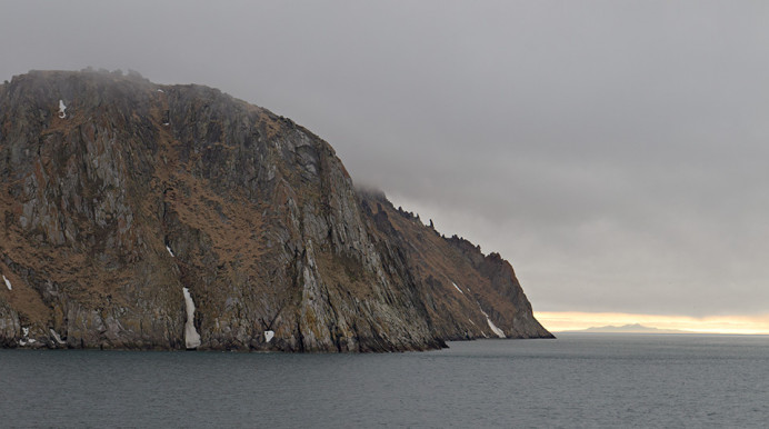 Sunrise at King Island in Bering Sea