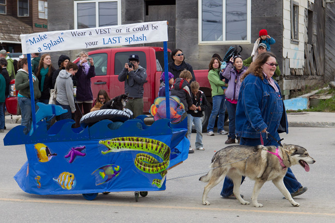 Educational float:  wear a life vest!
