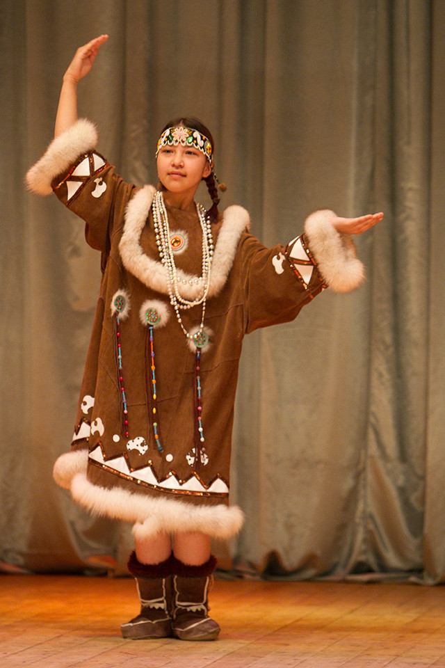Dancer, cultural performance, Provideniya, Russia