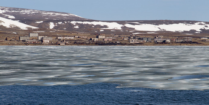 Komsomolskaya Bay and former military base, Provideniya, Russian Far East