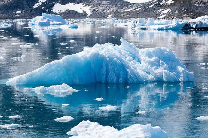 Floating blue ice, Napassorssuaq Fjord, East Greenland