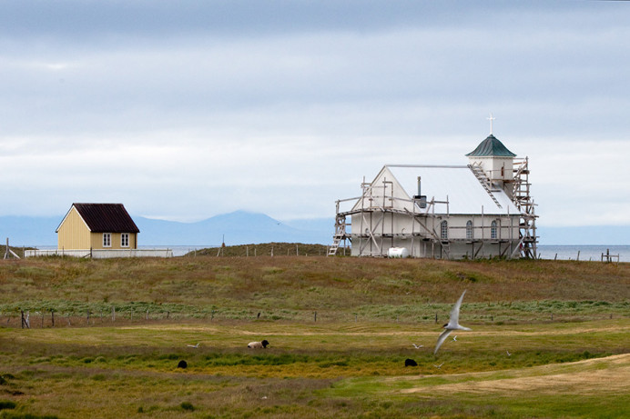 Church scene, Flatey Island, Iceland