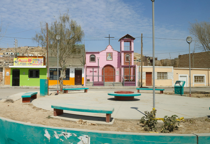 Church and square, near Paracas, Peru