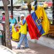 Football (soccer) banners for big game coming up. Guayaquil.