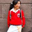 Bored schoolgirl. President's palace, Quito.